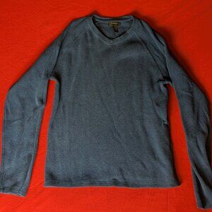 Vintage Express 100% Cotton V-Neck Sweater – Beautiful Slate Blue, Size Small